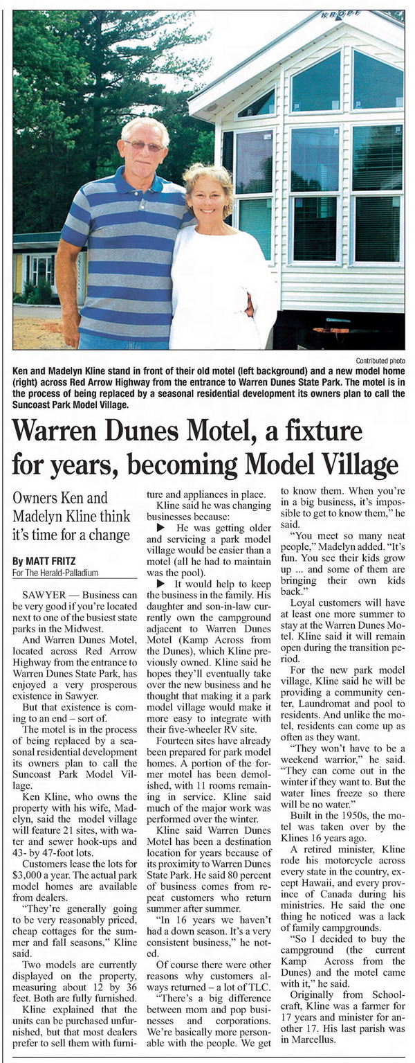 Warren Dunes Motel - Jul 7 2008 Article On Mobile Home Park (newer photo)
